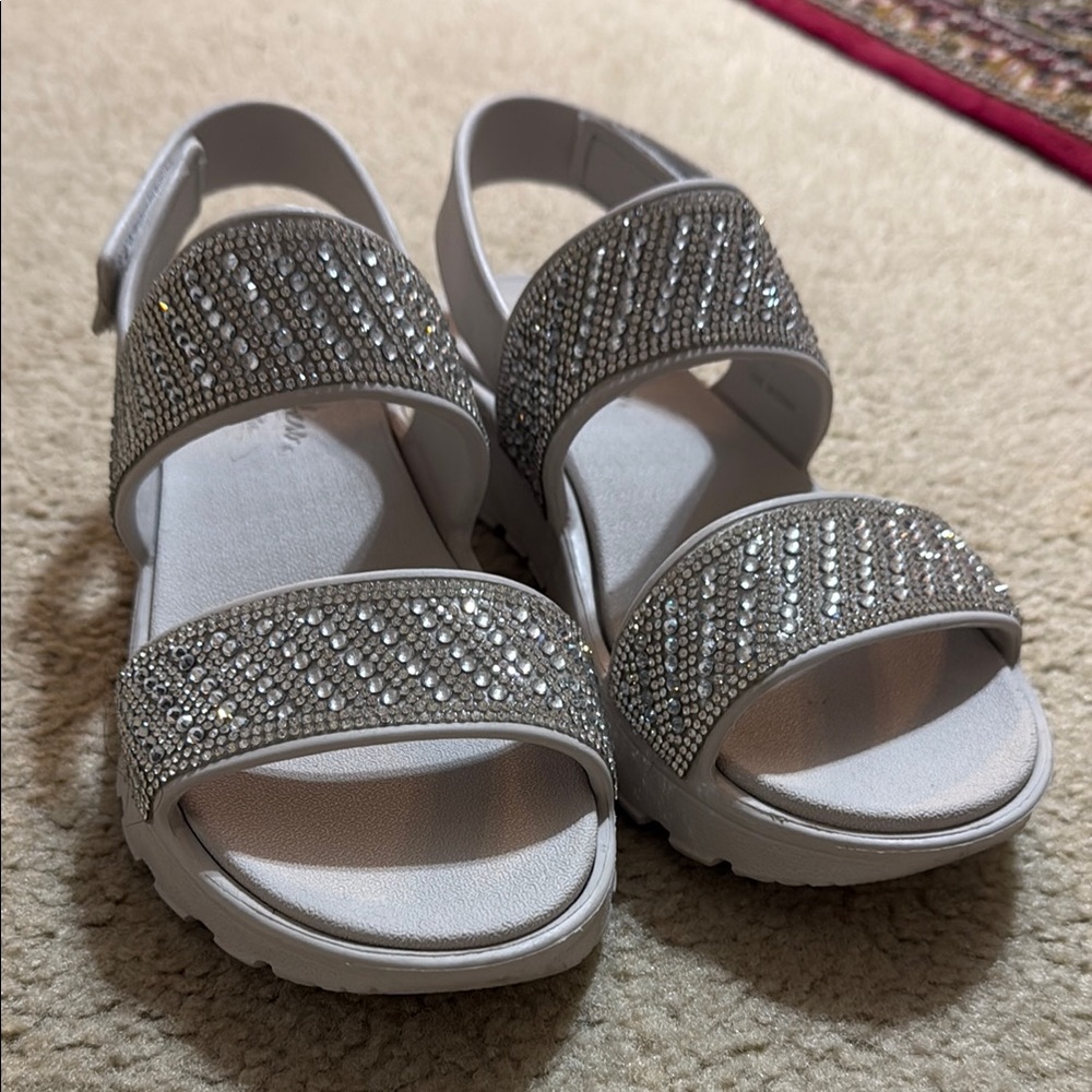 Skechers Silver Sandals with Rhinestone Straps